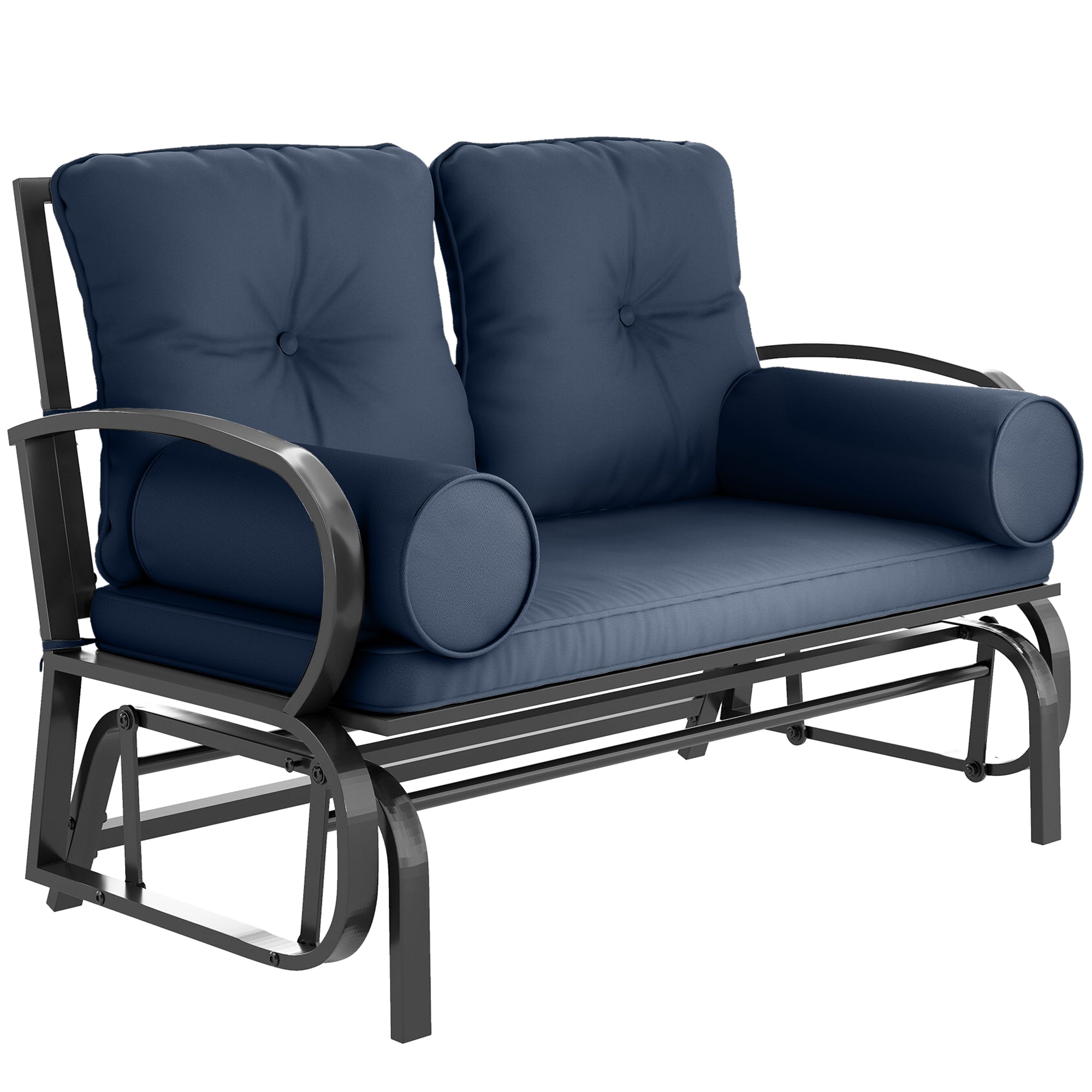 Swing Glider Rocking Chair, Double Patio Bench, 2 Person Loveseat with Steel Frame, Cushions, Pillow Armrests