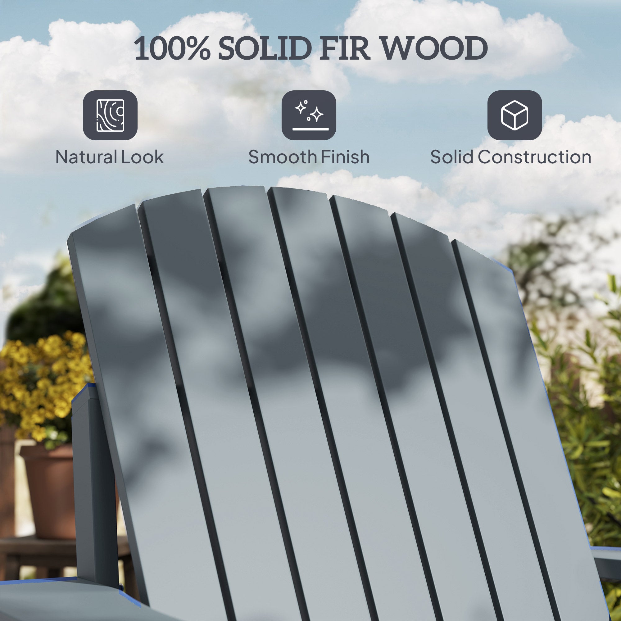 Oversized Adirondack Chair, Outdoor Fire Pit and Porch Seating, Classic Log Lounge w/ Built-in Cupholder