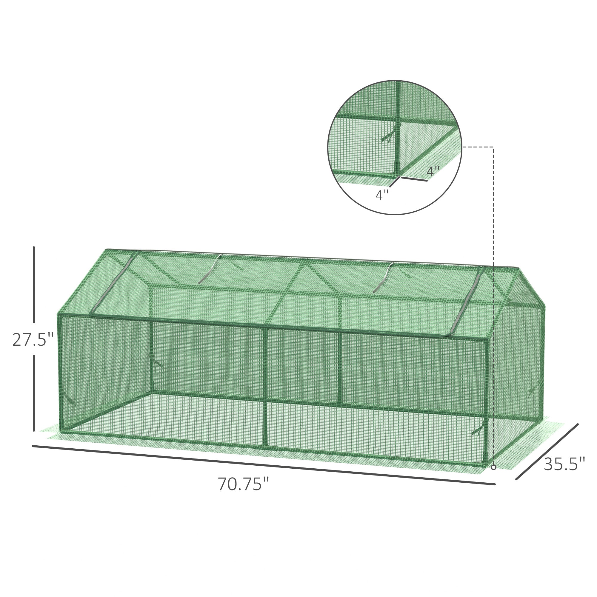 71" x 36" x 28" Mini Greenhouse Portable Hot House for Plants with Large Zipper Windows for Outdoor, Indoor, Garden, Green