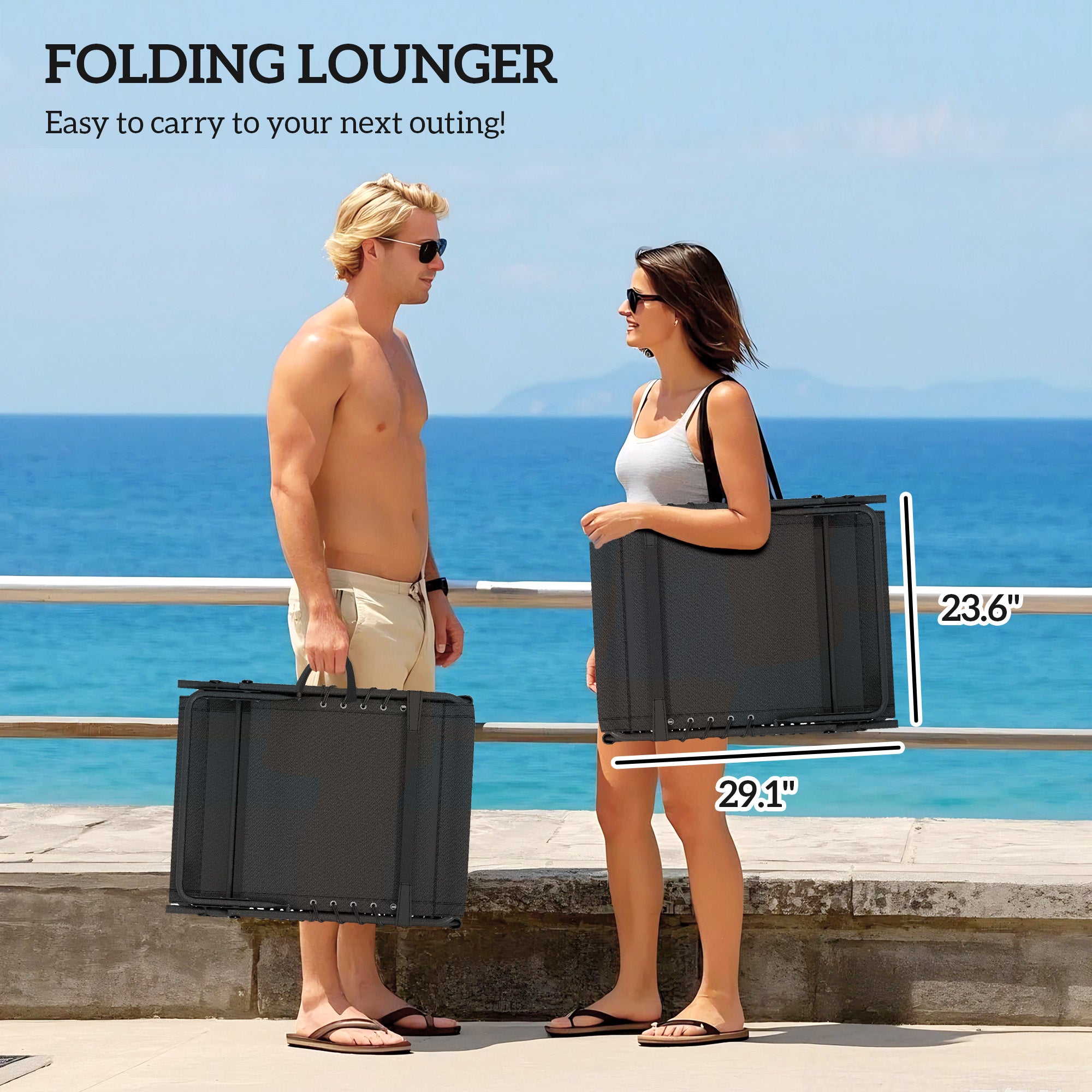 Outdoor Chaise Lounge Chair Set of 2, 5-Level Adjustable Folding Pool Lounge Chairs with Cushions