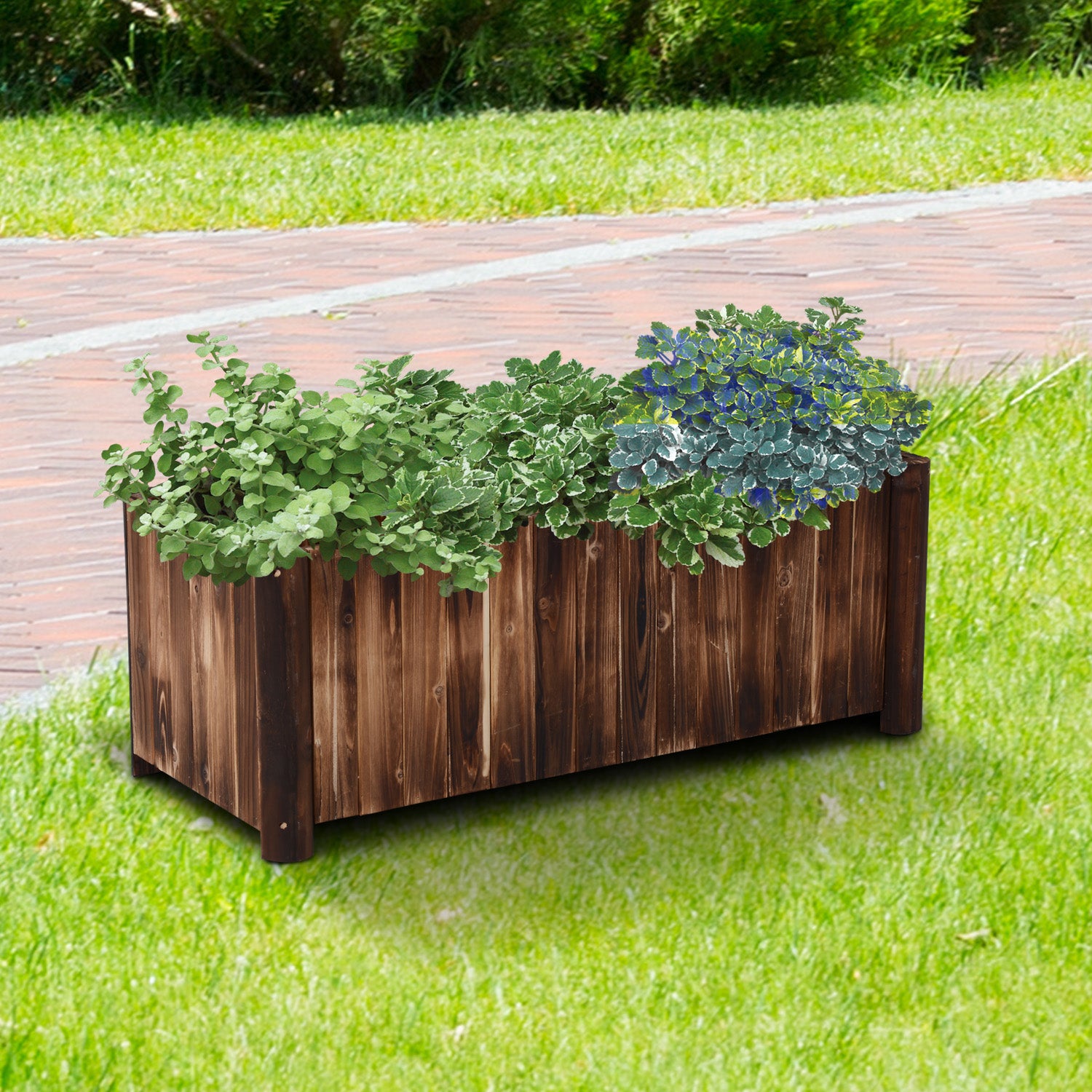 48" x 20" x 18" Raised Garden Bed, Raised Planter Box, Wooden Planter Raised Bed with Drainage Gaps & Lightweight Build