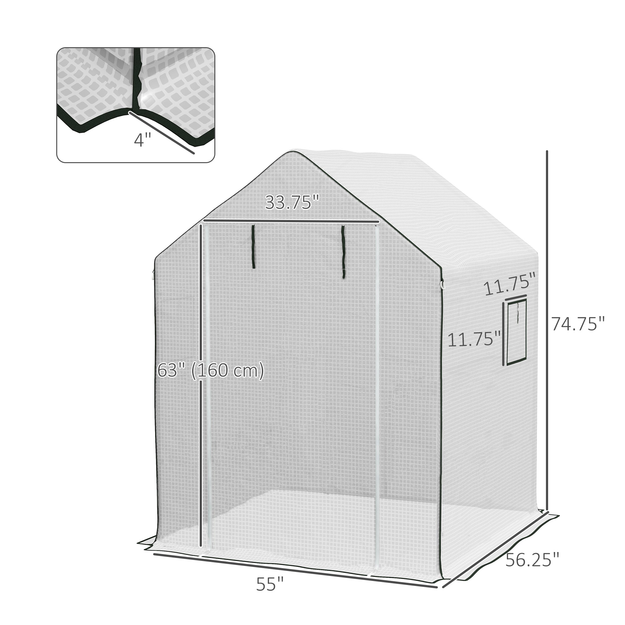01-0472 Replacement Cover, 55" x 56.25" x 74.75" Walk-in Greenhouse Cover Reinforced Anti-Tear PE Hot House Cover