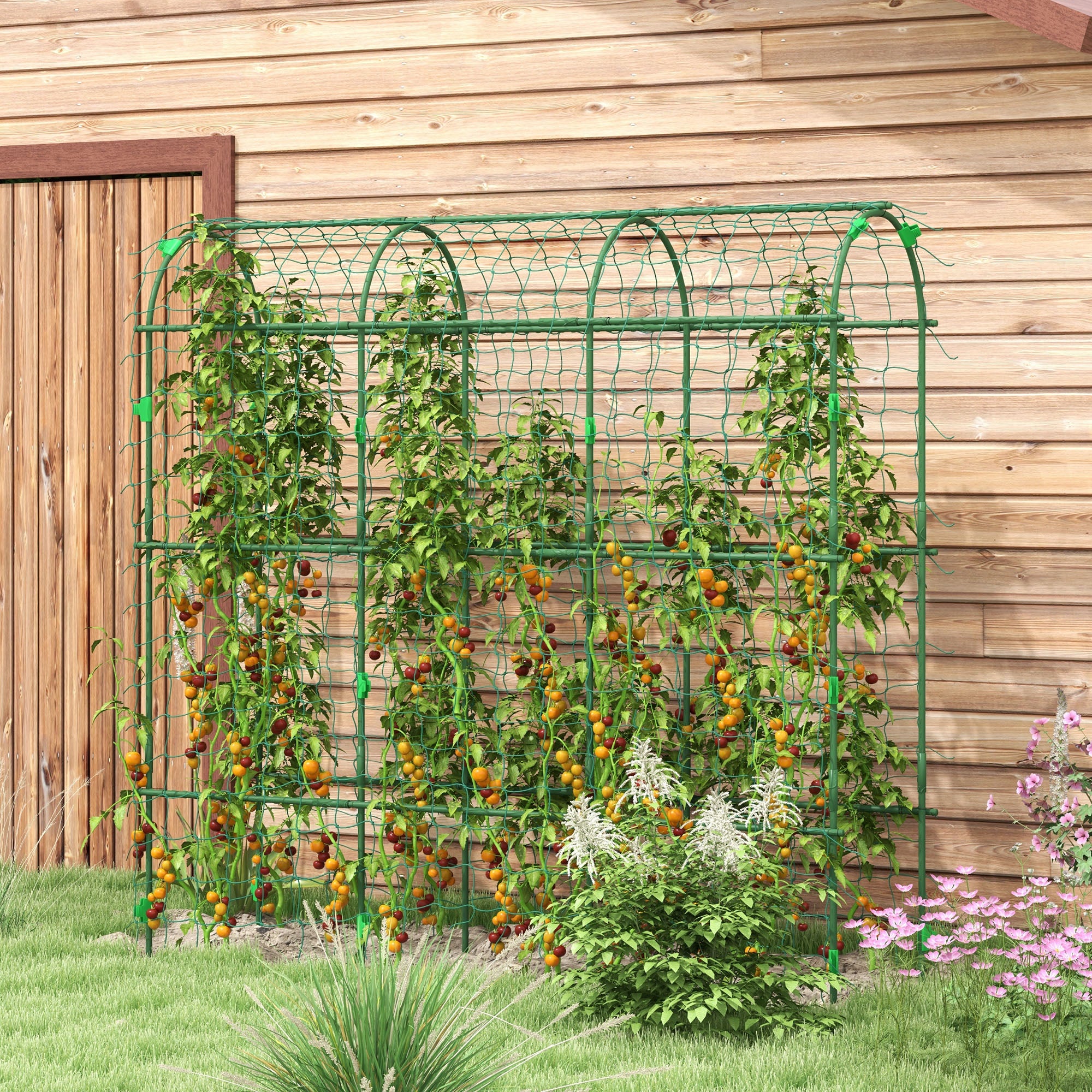 Metal Garden Trellis, Arch Trellis for Climbing Plants Outdoor, A-Frame, with Climbing Net, 17" x 72" x 72", Green