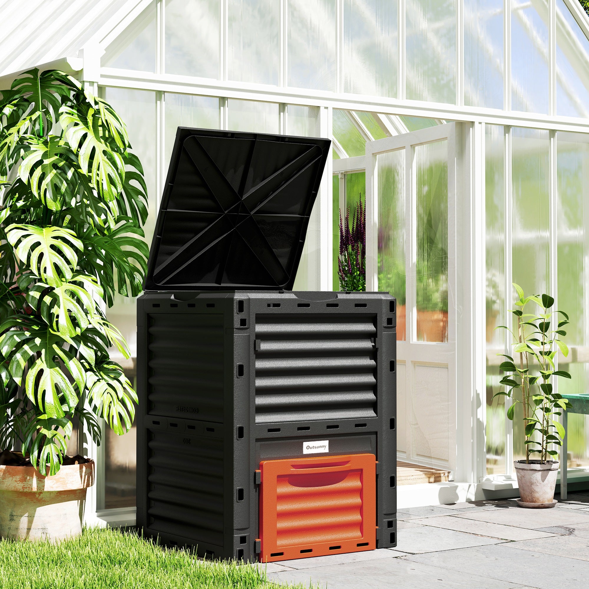 Garden Compost Bin 80 Gallon Outdoor Large Capacity Composter Fast Create Fertile Soil Aerating Box