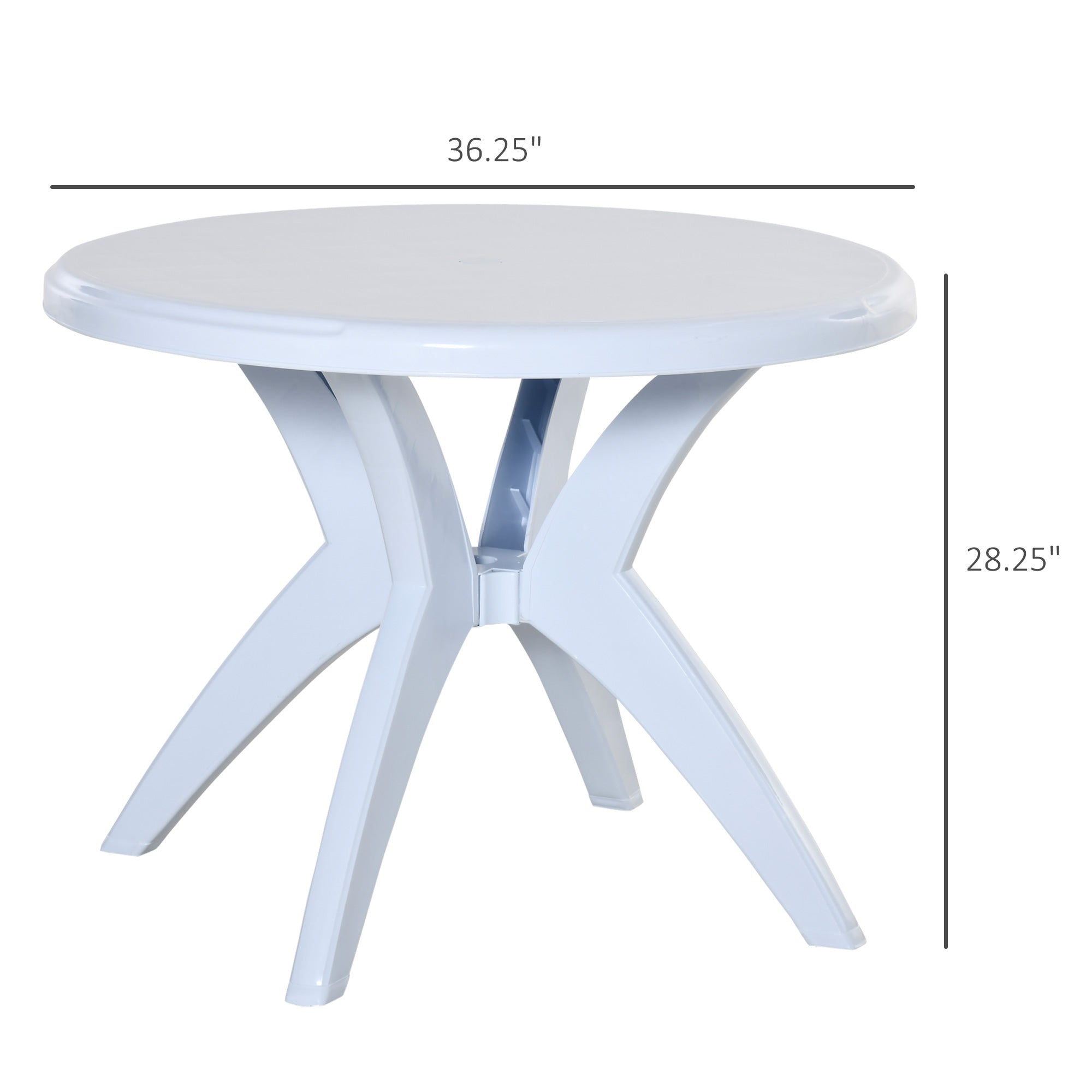 Patio Dining Table with Umbrella Hole Round Outdoor Bistro Table for Garden Lawn Backyard
