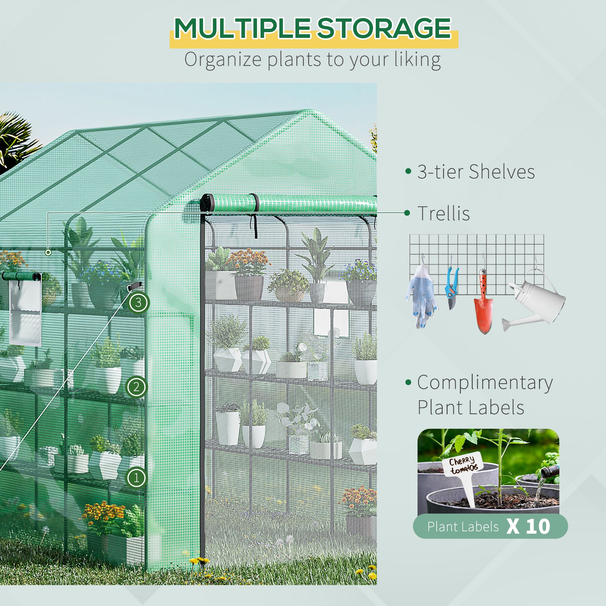 8' x 6' x 7' Temporary Greenhouse for Growing Flowers with Mesh Door & Windows