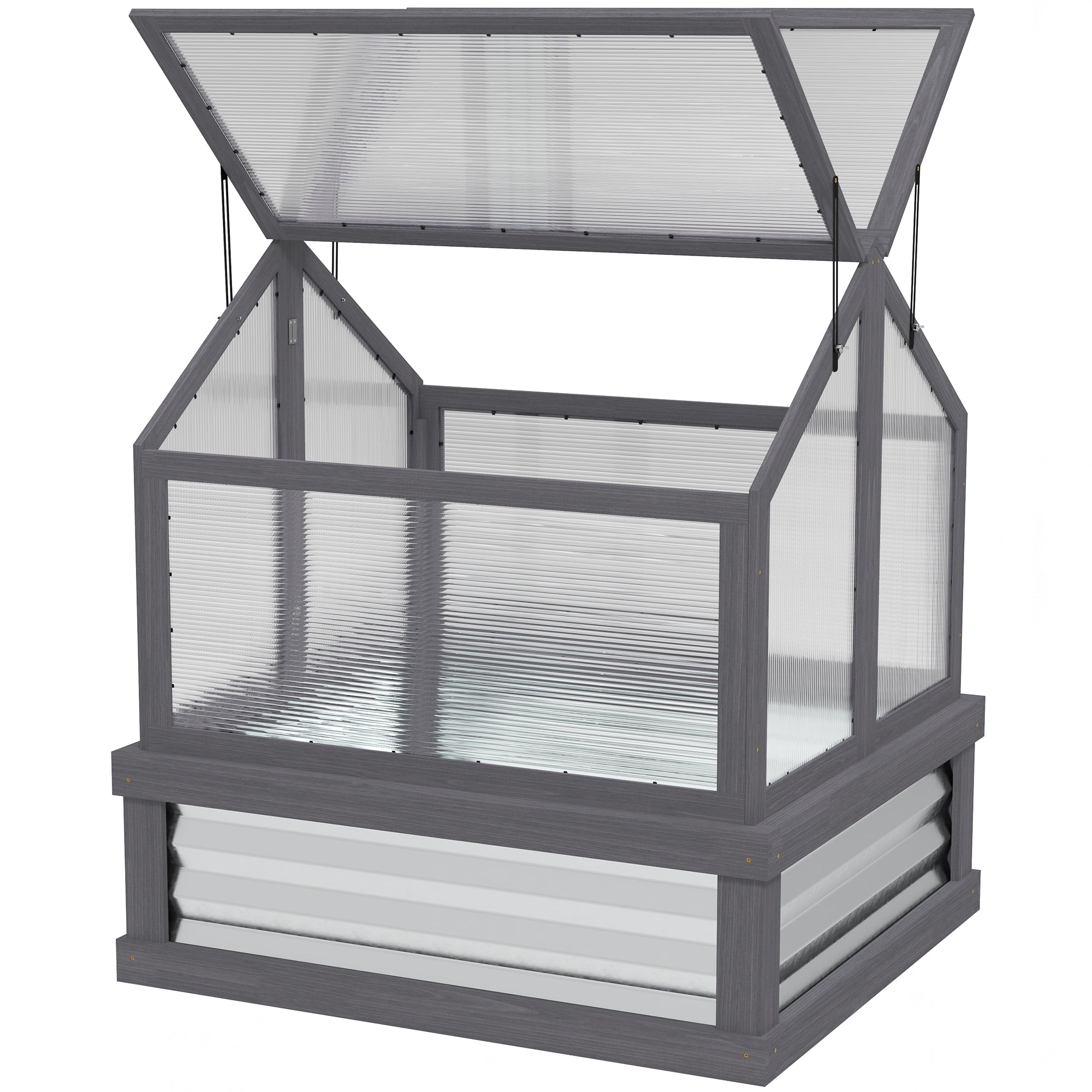 Raised Garden Flower Bed Kit with Greenhouse, Wooden Cold Frame Planter, 35.5" x 31.5" x 36"
