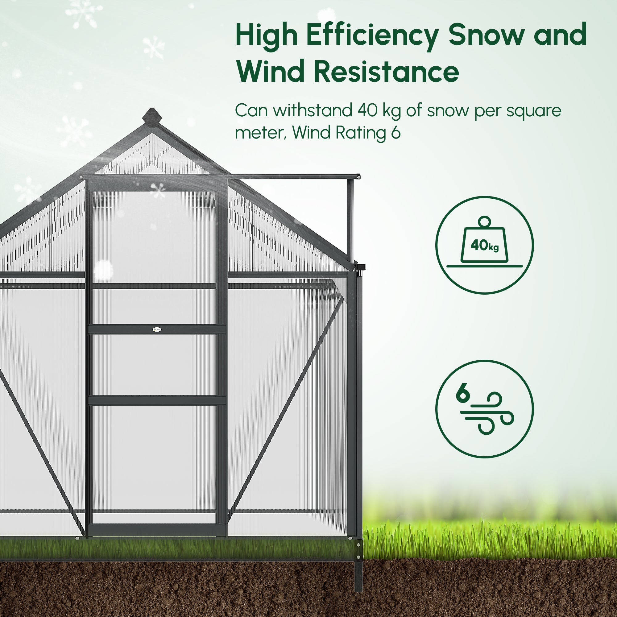 6' x 4' Greenhouse for Outdoors, Polycarbonate Greenhouse with Rain Gutter and Roof Vent, Aluminum Walk-in Green Houses for Outside for Patio Backyard Garden, Dark Green