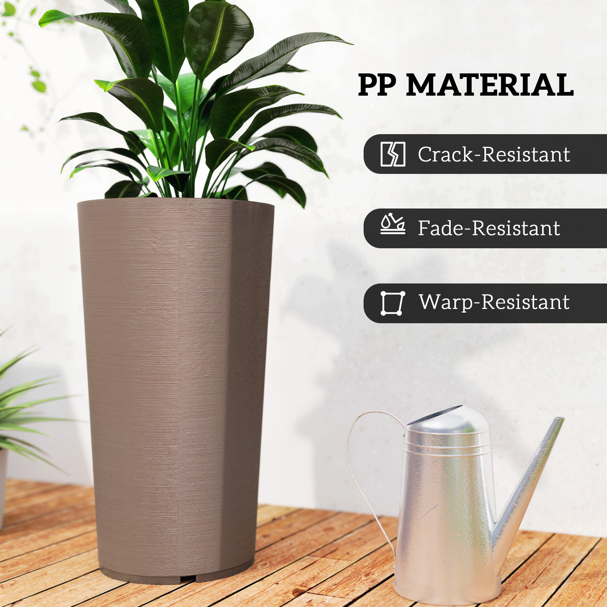 29 Inch Outdoor Planter, Set of 2 Plastic Flower Pots, Weather and UV Resistant Stackable Large Planters