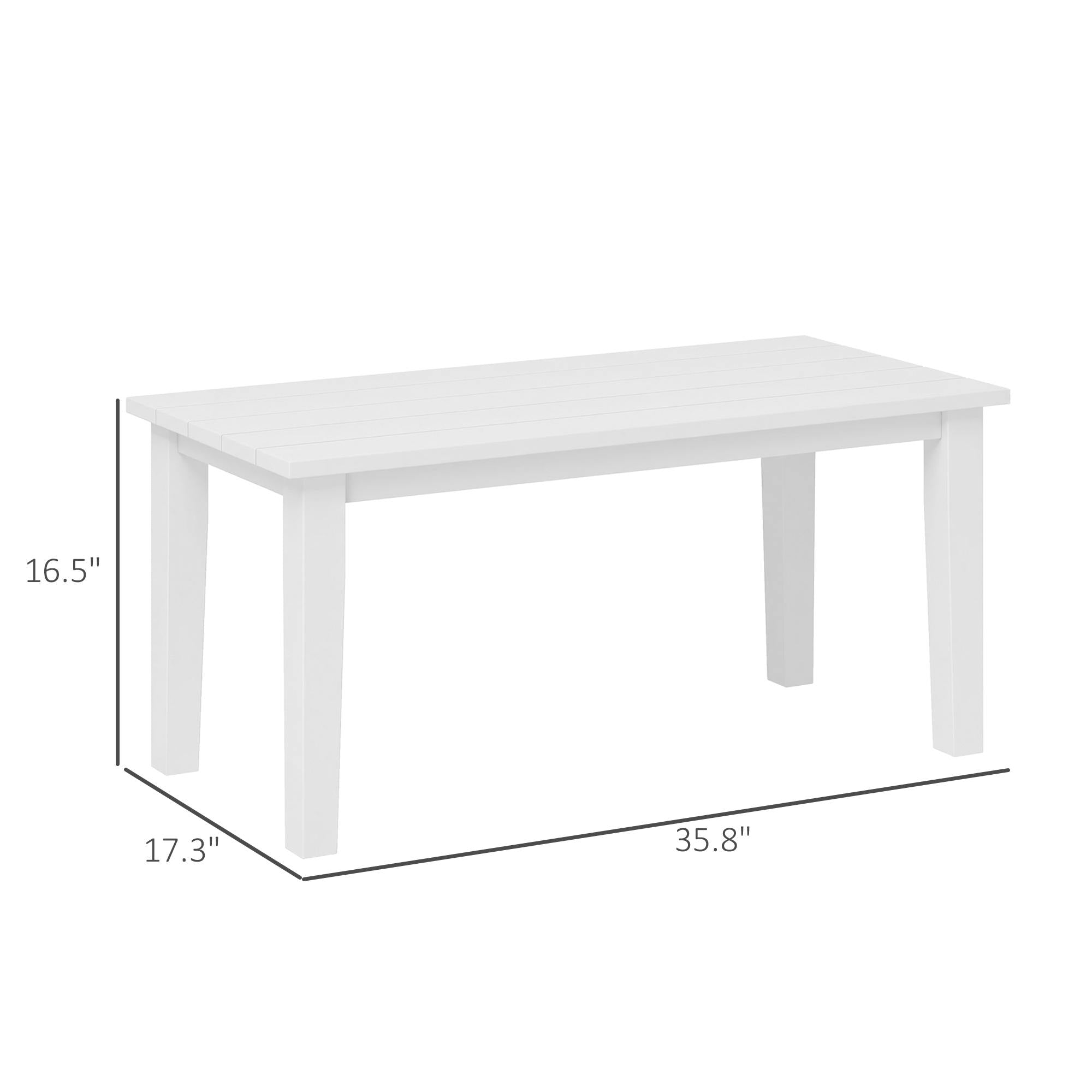 Rectangle Outdoor Coffee Table, HDPE All-Weather Outdoor Patio Table with Slatted Tabletop for Yard, Balcony