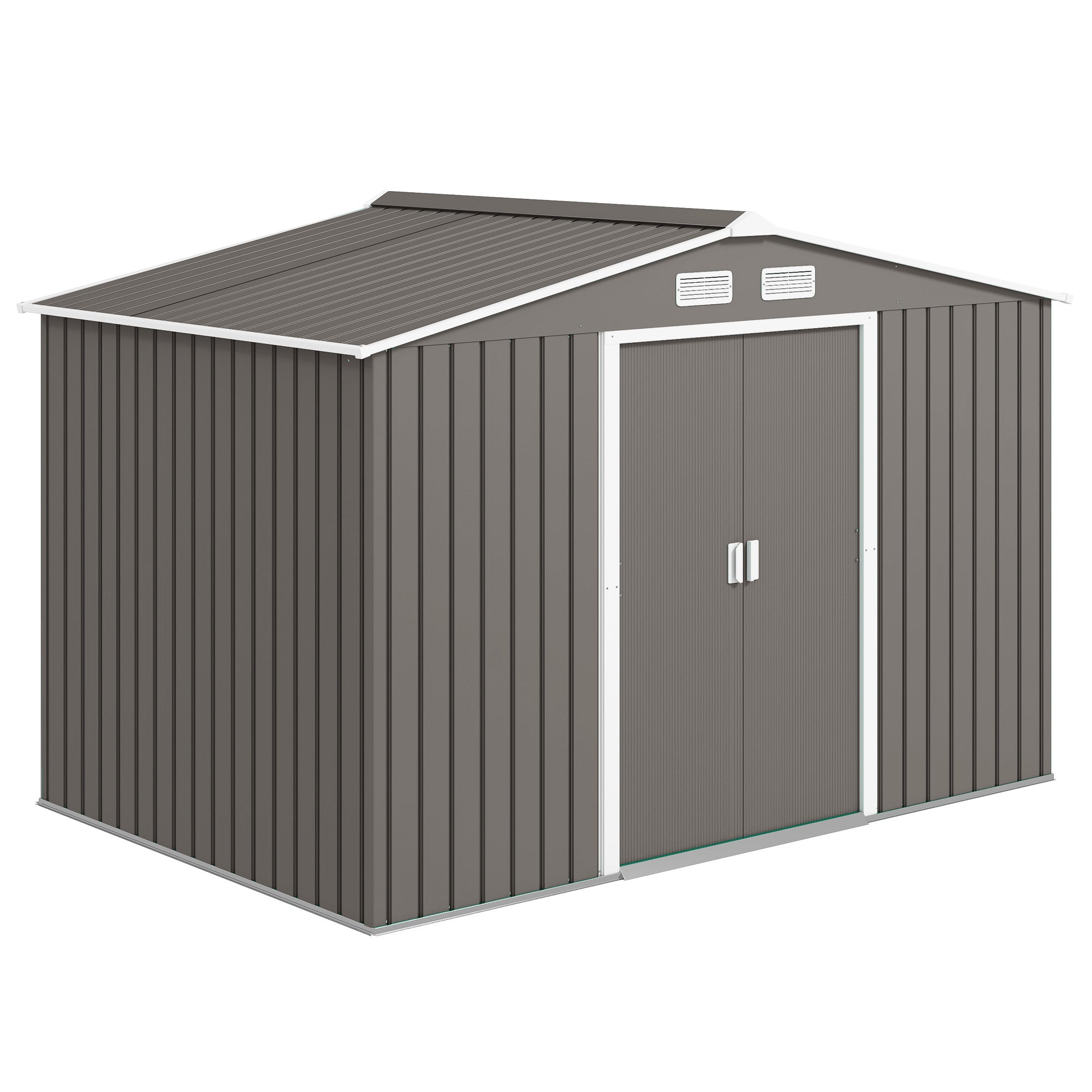 9' x 6' Outdoor Storage Shed, Garden Tool Metal Shed with Foundation Kit, Double Lockable Door, Air Vents and Sloping Roof, for Backyard, Patio, Lawn