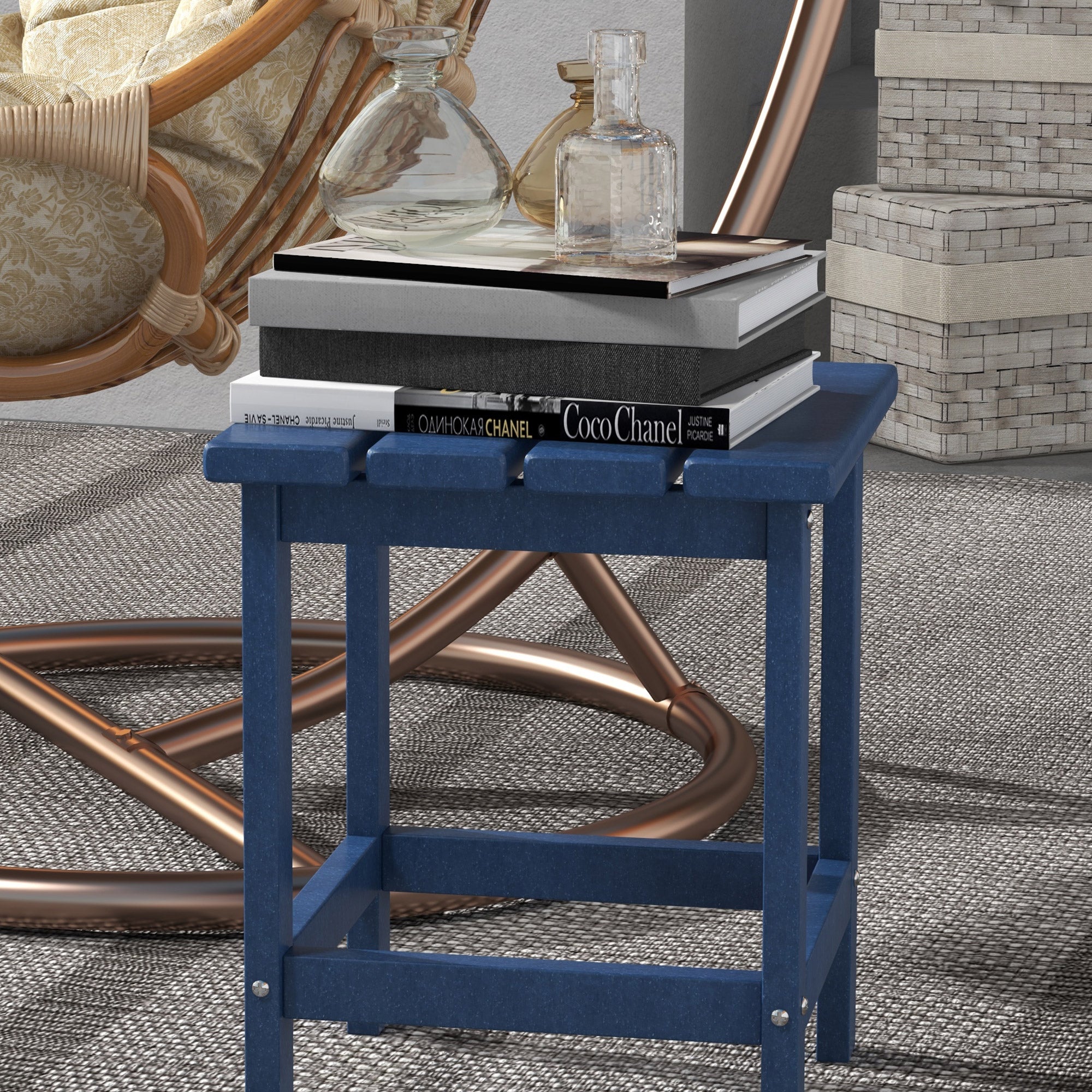 Adirondack Side Table, Square Patio End Table, Weather Resistant 15" Outdoor HDPE Table for Porch, Pool, Balcony