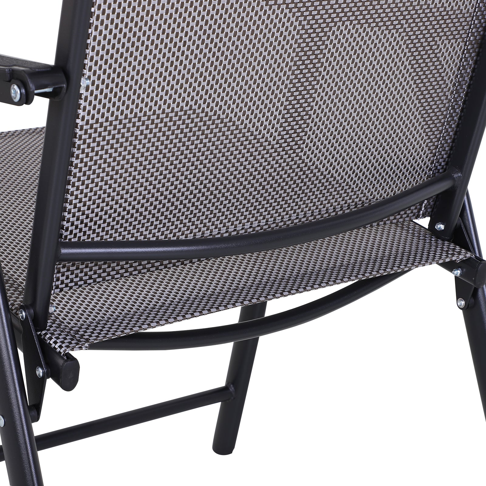 Set of 4 Outdoor Folding Chairs, Stackable Patio Dining Chairs with Armrests, Metal Frame