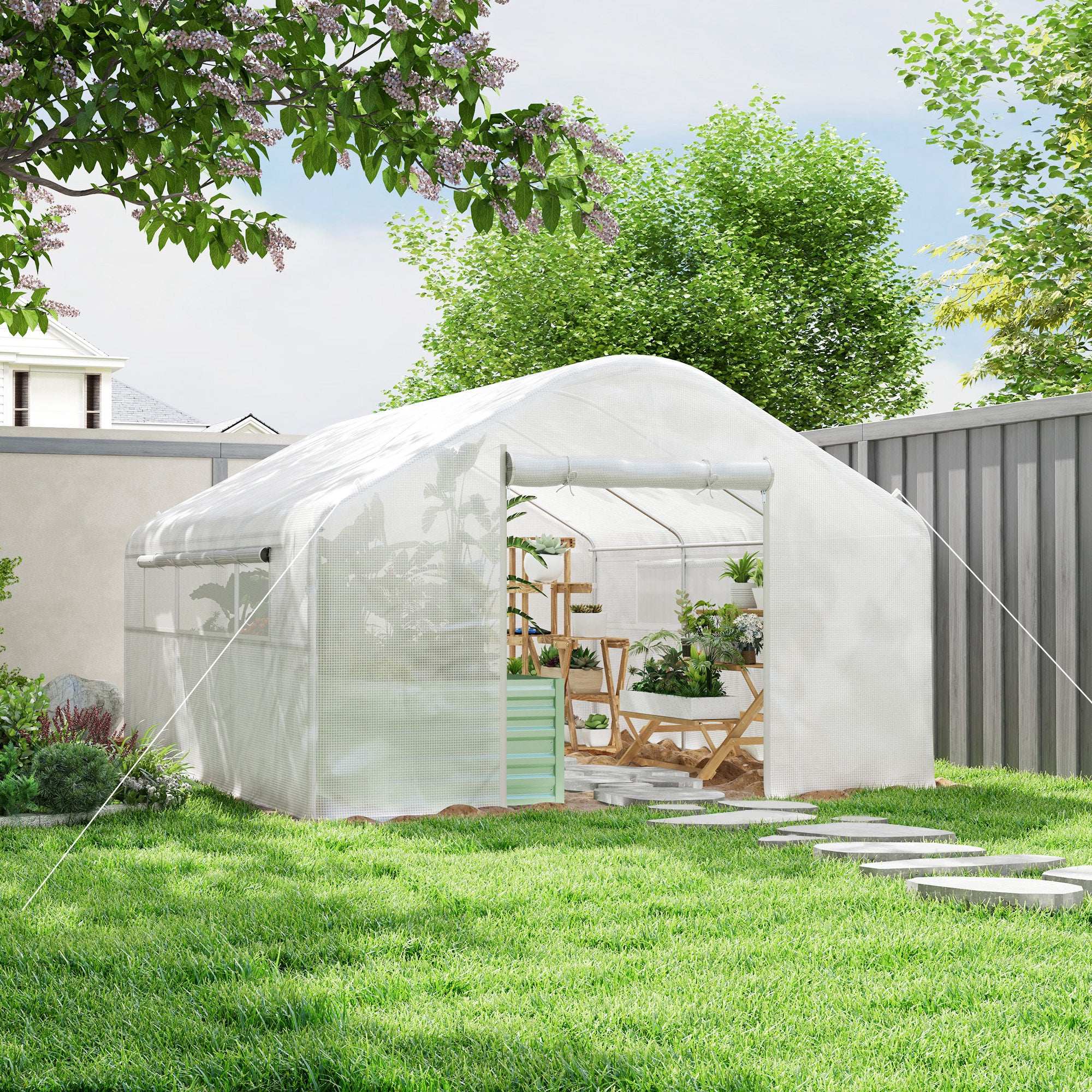 13' x 10' x 6.5' Tunnel Greenhouse Hoop House with Upgraded Galvanized Steel Frame and Large Windows