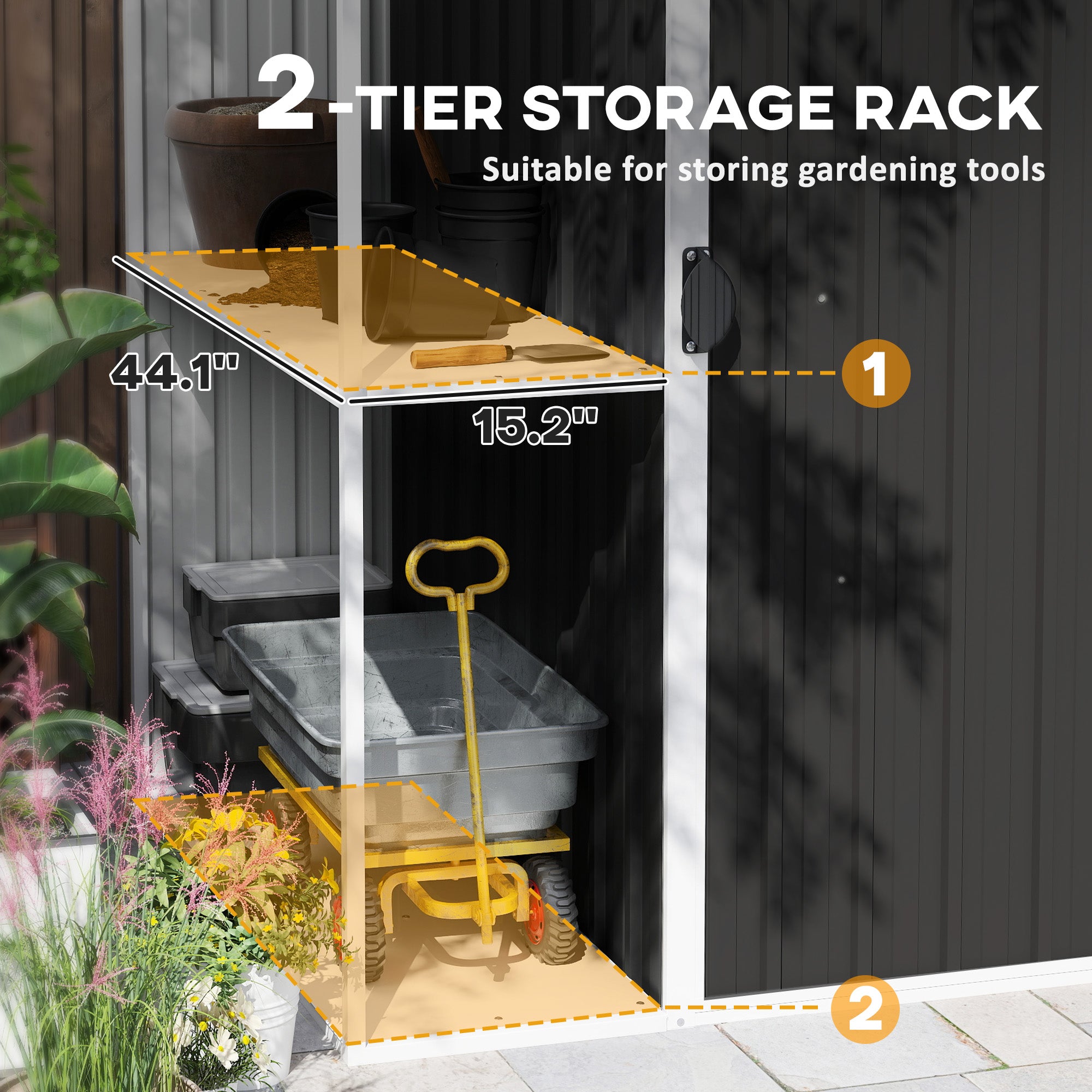 8 x 4ft Outdoor Garden Shed, Metal Shed with Air Vents and Lock for Backyard, Garden, Patio, Warm
