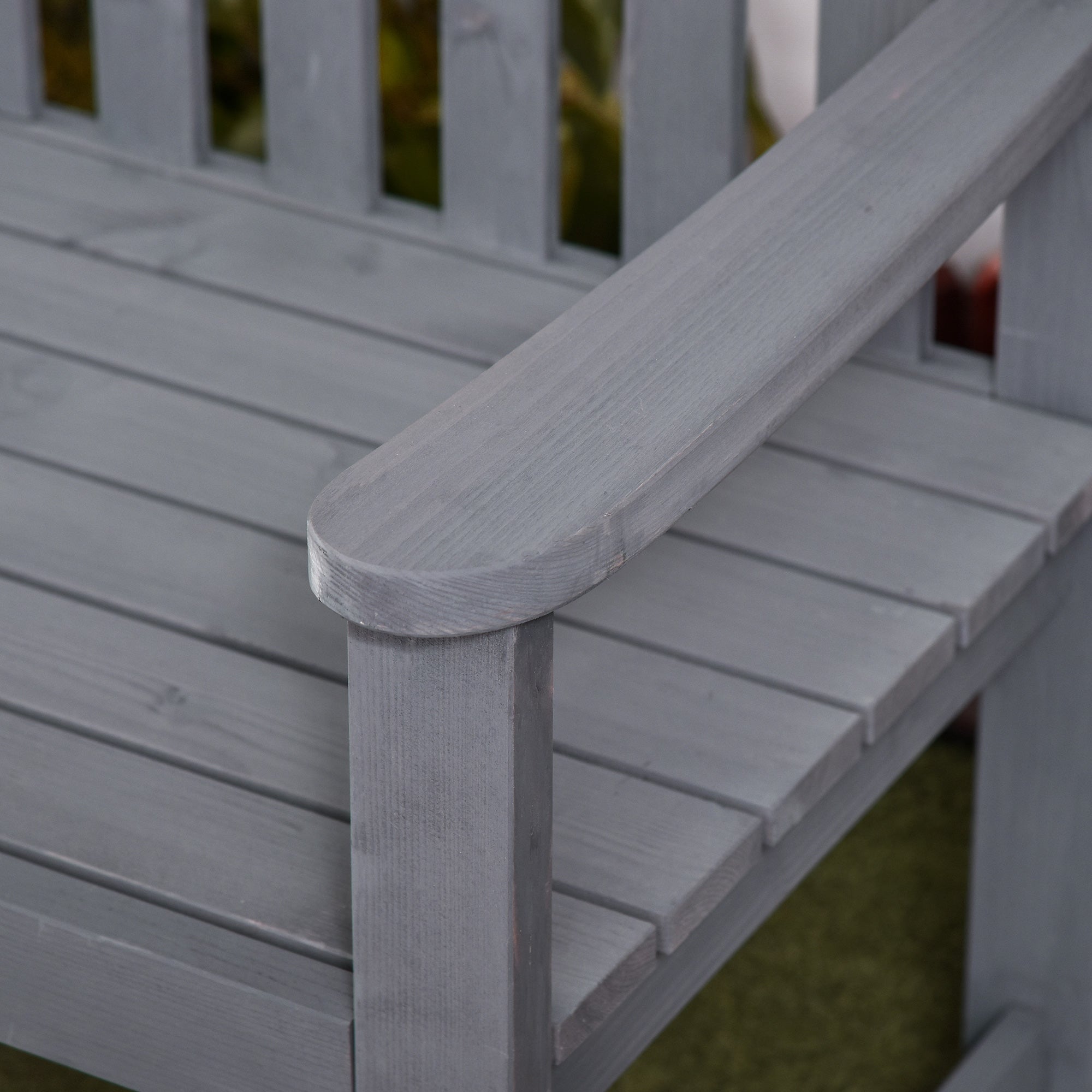 56" Outdoor Wood Bench, 2-Seater Garden Bench with Backrest and Armrest, Patio Bench for Patio, Porch, Poolside, Balcony