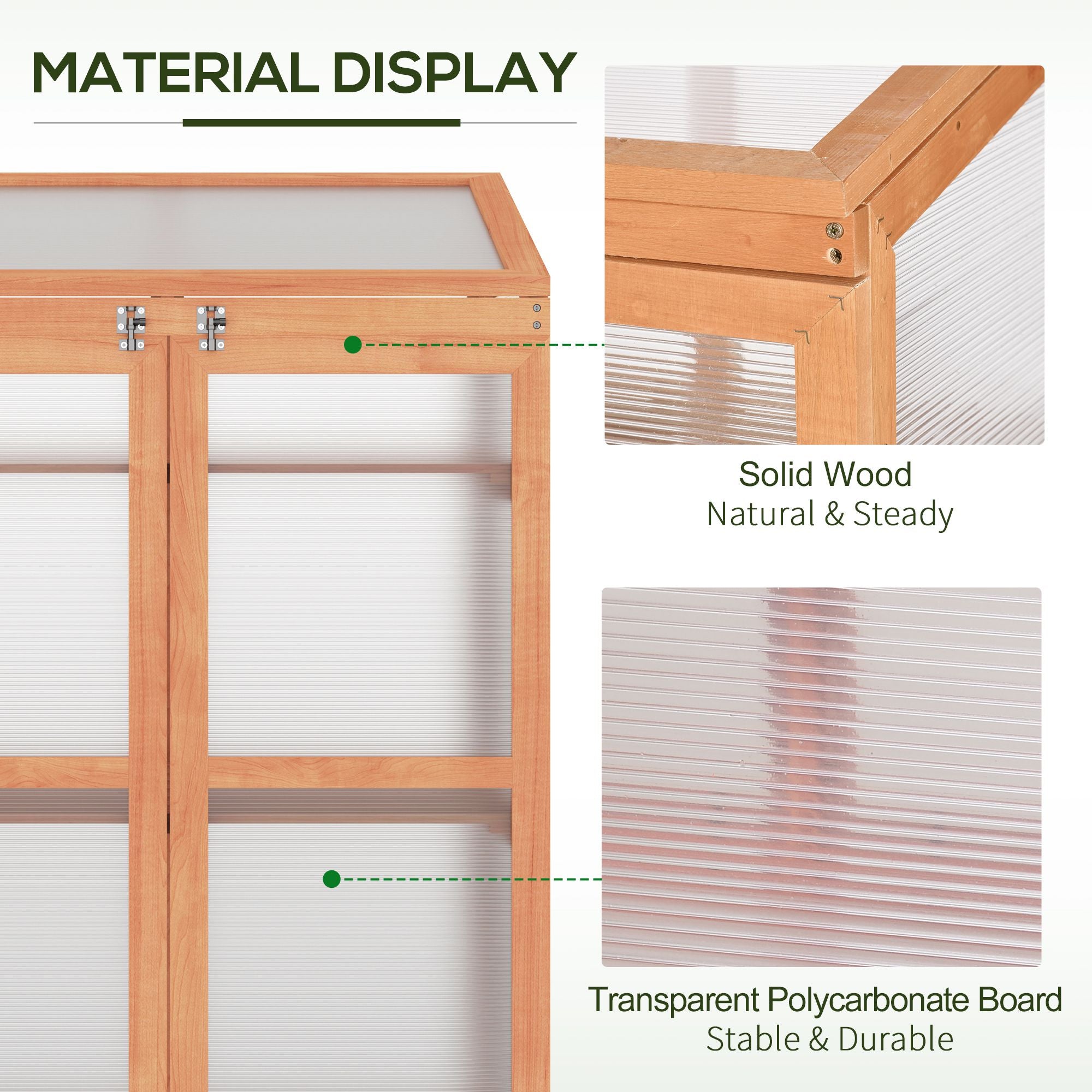 Wooden Cold Frame Greenhouse Small Mini Planter Box, 30" L x 24" W x 44" H