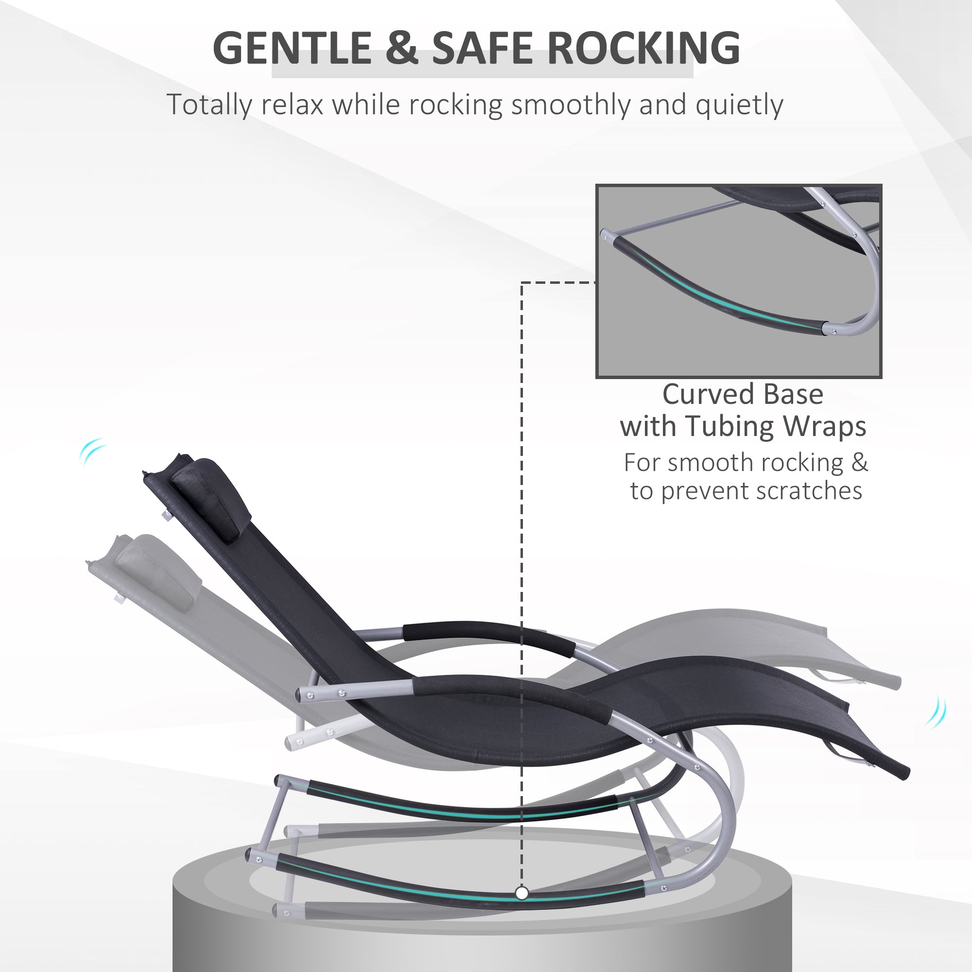 Zero Gravity Rocking Chair Outdoor Chaise Lounge Chair Recliner Rocker with Detachable Pillow and Weather-Fighting Fabric for Patio, Deck, Pool