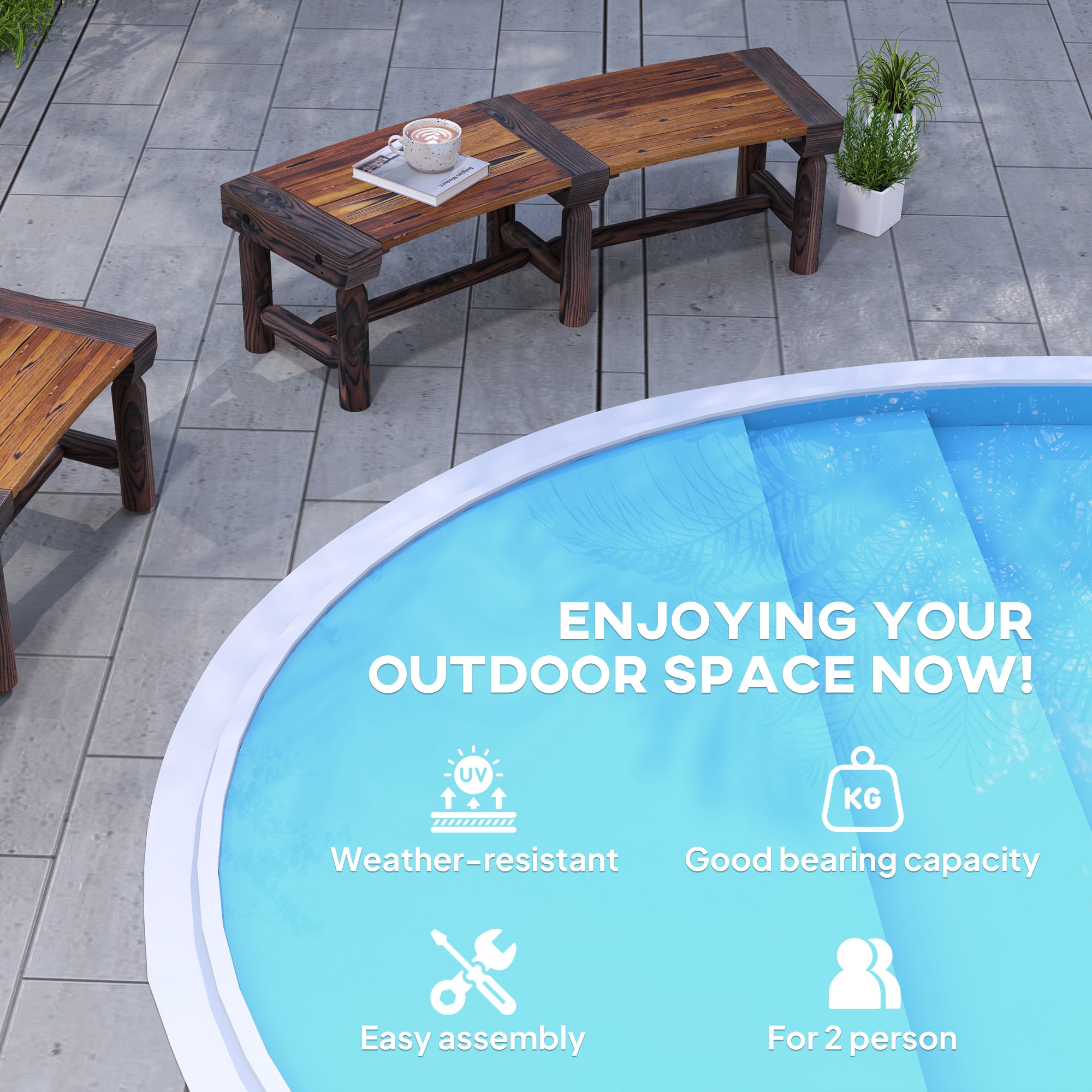 Wooden Garden Bench, Semicircular Round Outdoor Tree Bench, Wrap Around Park Bench for Yard, Patio, Deck, Lawn