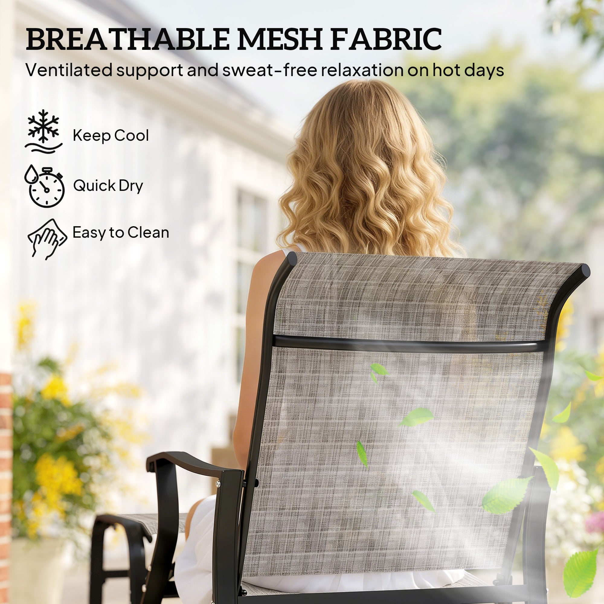 Outdoor Glider with Ottoman, Patio Glider Chair Set with High Back, Wide Seat for Porch, Garden, Backyard