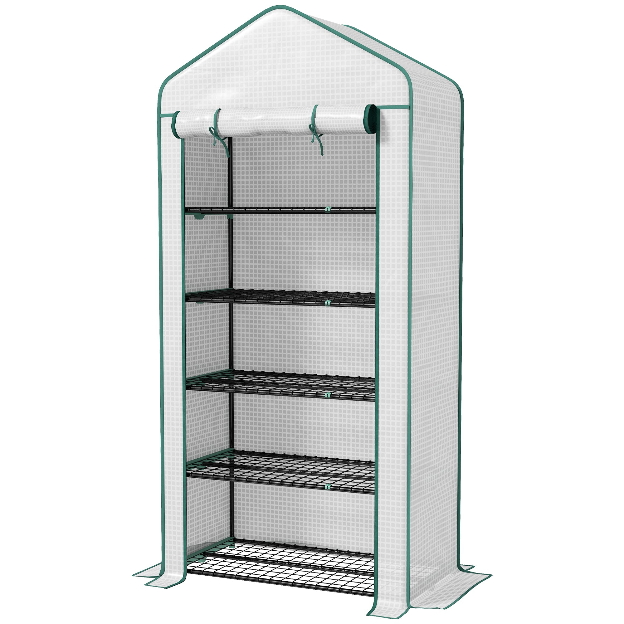 5 Tier Mini Greenhouse, Small Portable Greenhouse with PE Cover, Roll-Up Zippered Door, 76" x 35.4" x 19.3"