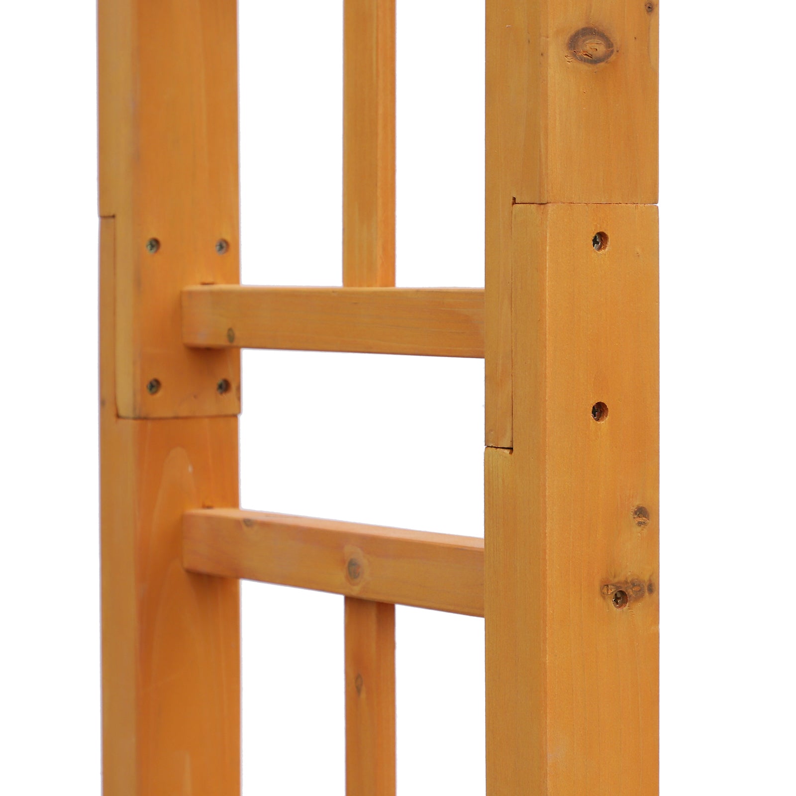 7' Wood Steel Outdoor Garden Arched Trellis Arbor with Natural Fir Wood & Side Panel for Climbing Vines, Orange