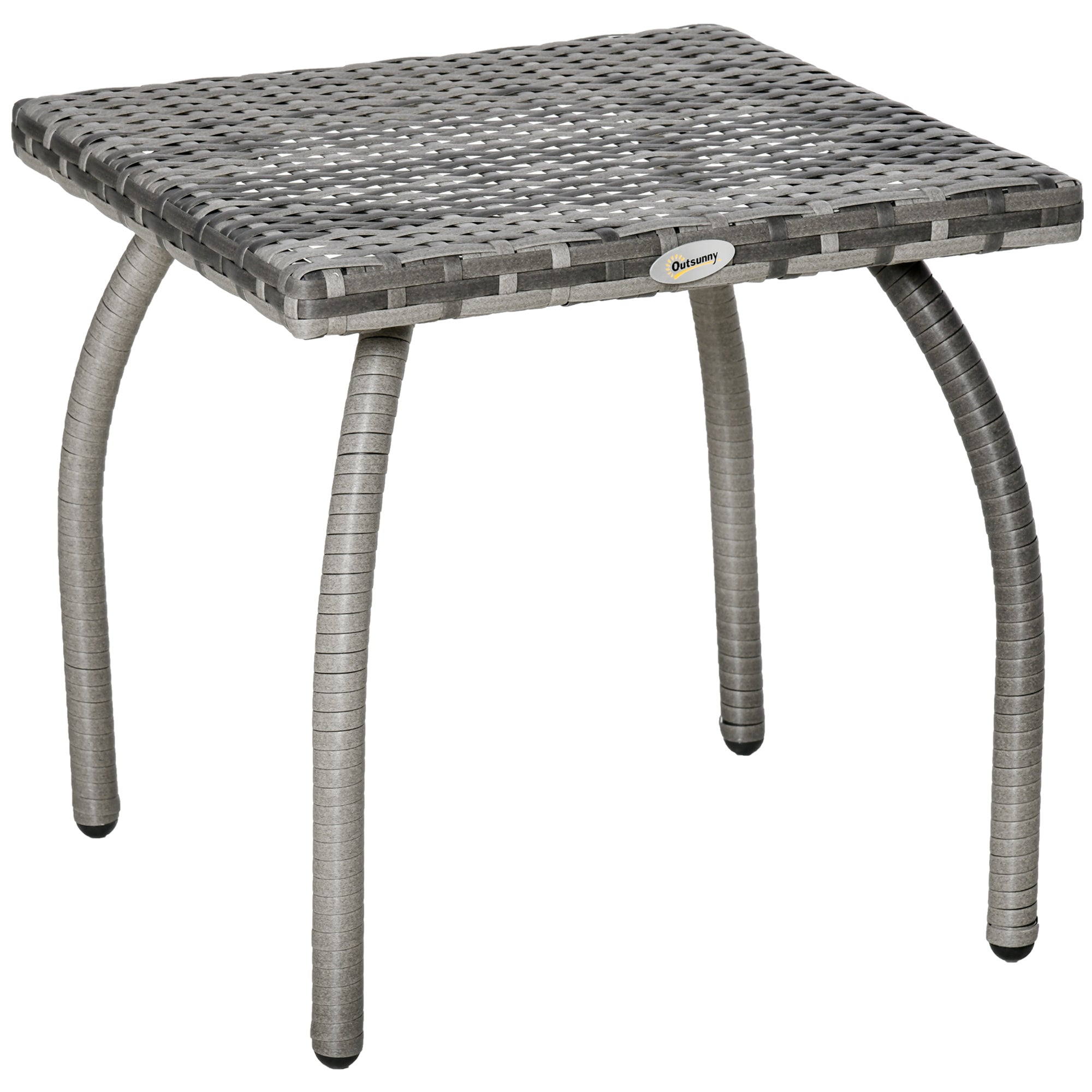 Outdoor PE Wicker Side Table, Small Square Rattan End Table, All-Weather Material Coffee Table for Garden, Balcony, Backyard