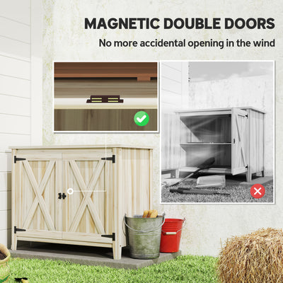 Wooden Outdoor Storage Cabinet, Garden Shed Potting Shed with Shelf and Double Doors