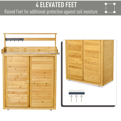 Backyard Garden Tool Storage Shed, Outdoor Storage & Potting Bench with 2 Magnetic Close Doors & Large Interior Storage Space
