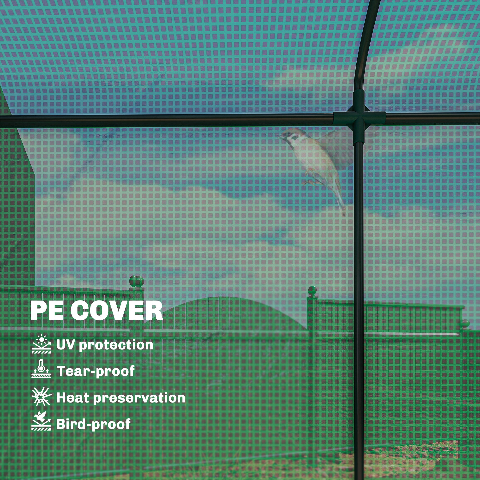 Mini Greenhouse, Portable Greenhouse with Roll-Up Door and 2 Mesh Windows, PE Cover, 78.7" x 29.5" x 74"