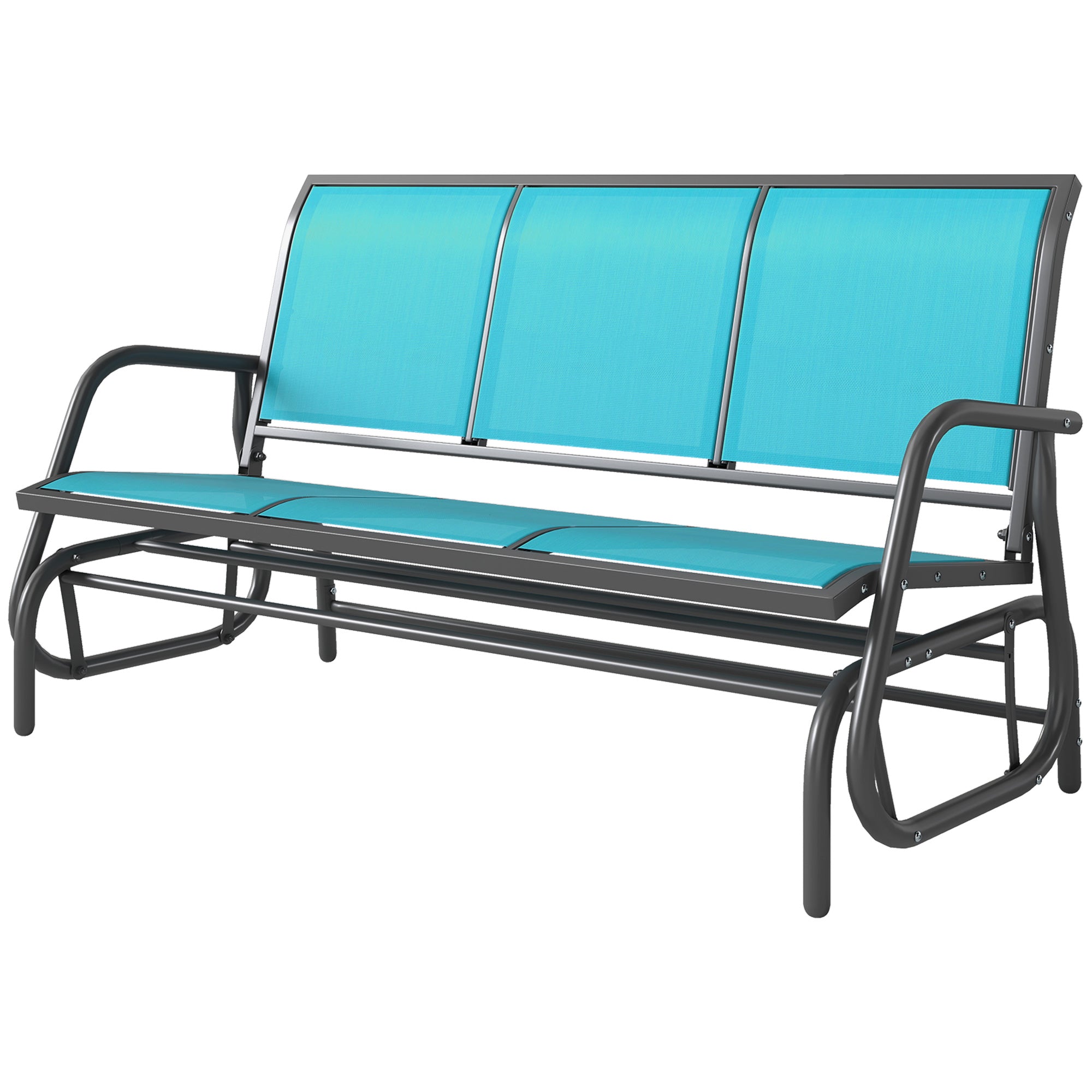 3-Person Outdoor Patio Glider Bench, Porch Glider Swing with 3 Seats, Breathable Mesh Fabric, Metal Frame