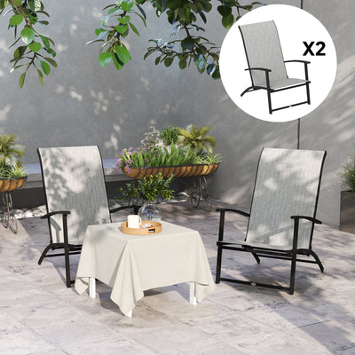 Set of 2 Outdoor Dining Chairs with High Back, Armrests, Folding Patio Chairs for Patio, Lawn, Camping