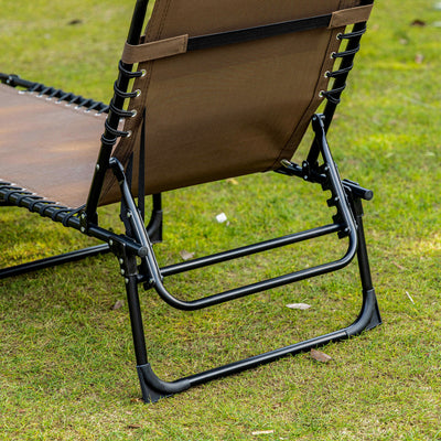 Reclining Chaise Lounge Chair, Portable Sun Lounger, Folding Camping Cot with Adjustable Backrest and Removable Pillow, for Patio, Garden, Beach