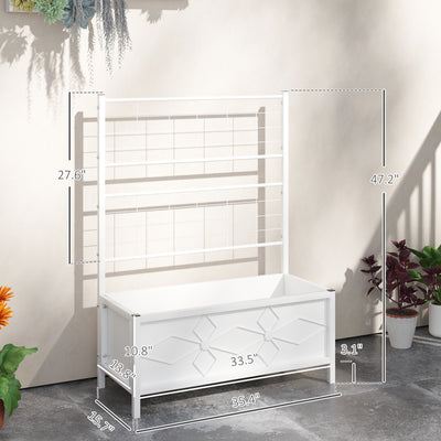 Outdoor Planter Box Galvanized Raised Garden Bed with Trellis for Climbing Vines, 35.4" x 15.7" x 47.2"