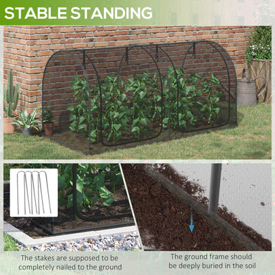 8' x 4' Crop Cage, Plant Protection Tent with Two Zippered Doors, Steel Frame, Storage Bag and 4 Ground Stakes, for Garden, Yard, Lawn