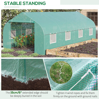 Walk In Tunnel Greenhouse, Portable Outdoor Plant House with Roll Up Doors