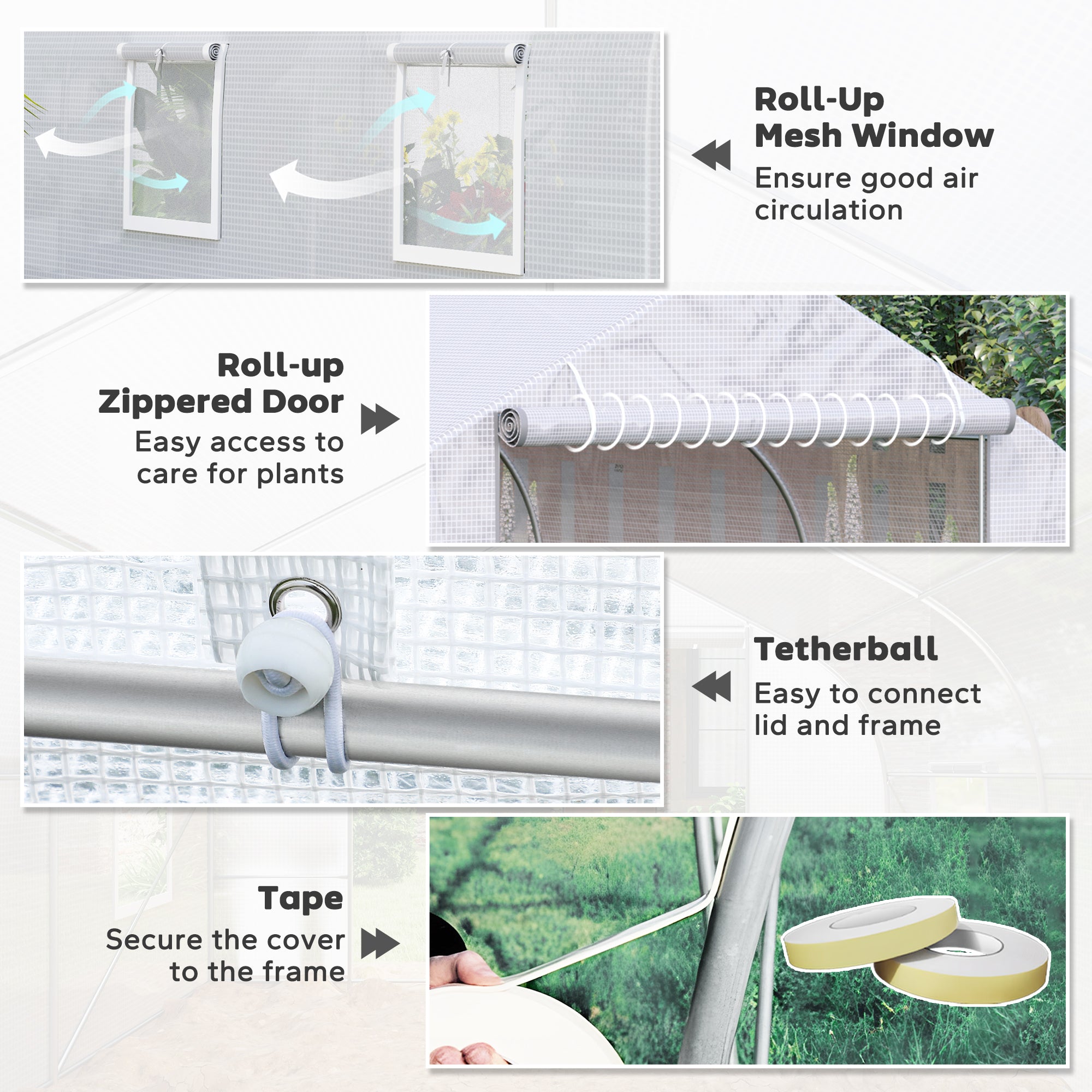 Walk In Tunnel Greenhouse, Portable Outdoor Plant House with Roll Up Doors
