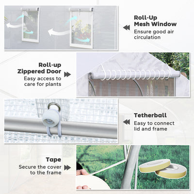 Walk In Tunnel Greenhouse, Portable Outdoor Plant House with Roll Up Doors