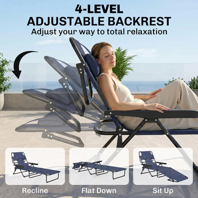 Folding Lounge Chair w/ Reclining Back