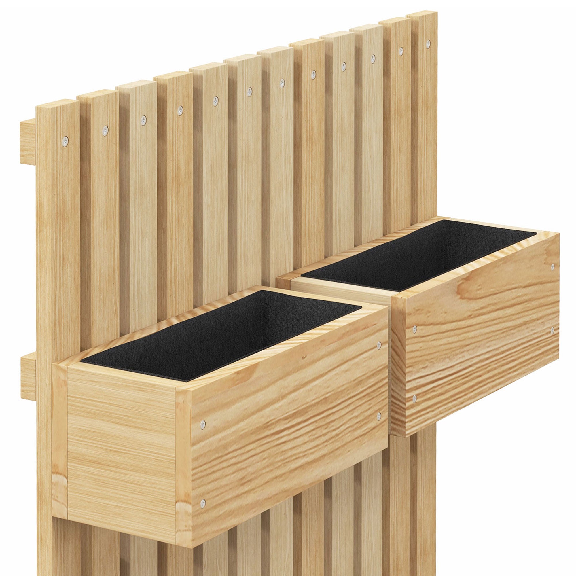 Wall Mounted Planter with Trellis and Drainage Holes for Small Spaces, Raised Garden Bed, Natural