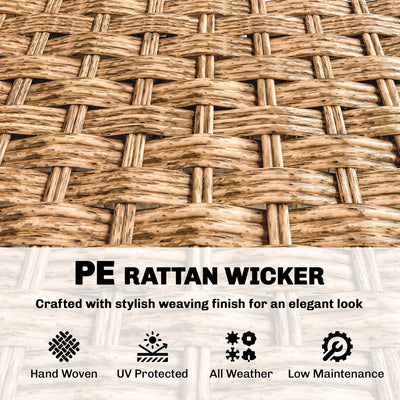 Rattan Wicker Sofa 3-Seater Outdoor Patio Sofa with Cushions for Garden Backyard Porch