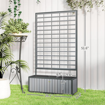 Wooden Raised Garden Bed with Trellis, Removable Pots for Backyard, Patio, Balcony, 29" x 11" x 52"