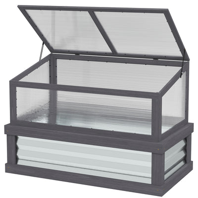 Raised Garden Flower Bed Kit with Lean-to Greenhouse, Wooden Cold Frame Planter, 41" x 22.5" x 28.25"