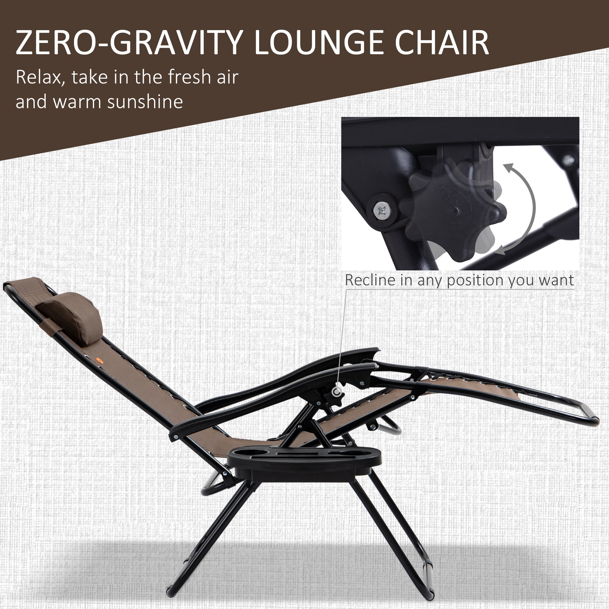 Zero Gravity Chair Set with Side Table, Folding Reclining Chair with Cupholders & Pillows, Adjustable Lounge Chairs for Pool, Backyard, Lawn, Beach