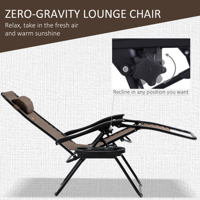 Zero Gravity Chair Set with Side Table, Folding Reclining Chair with Cupholders & Pillows, Adjustable Lounge Chairs for Pool, Backyard, Lawn, Beach