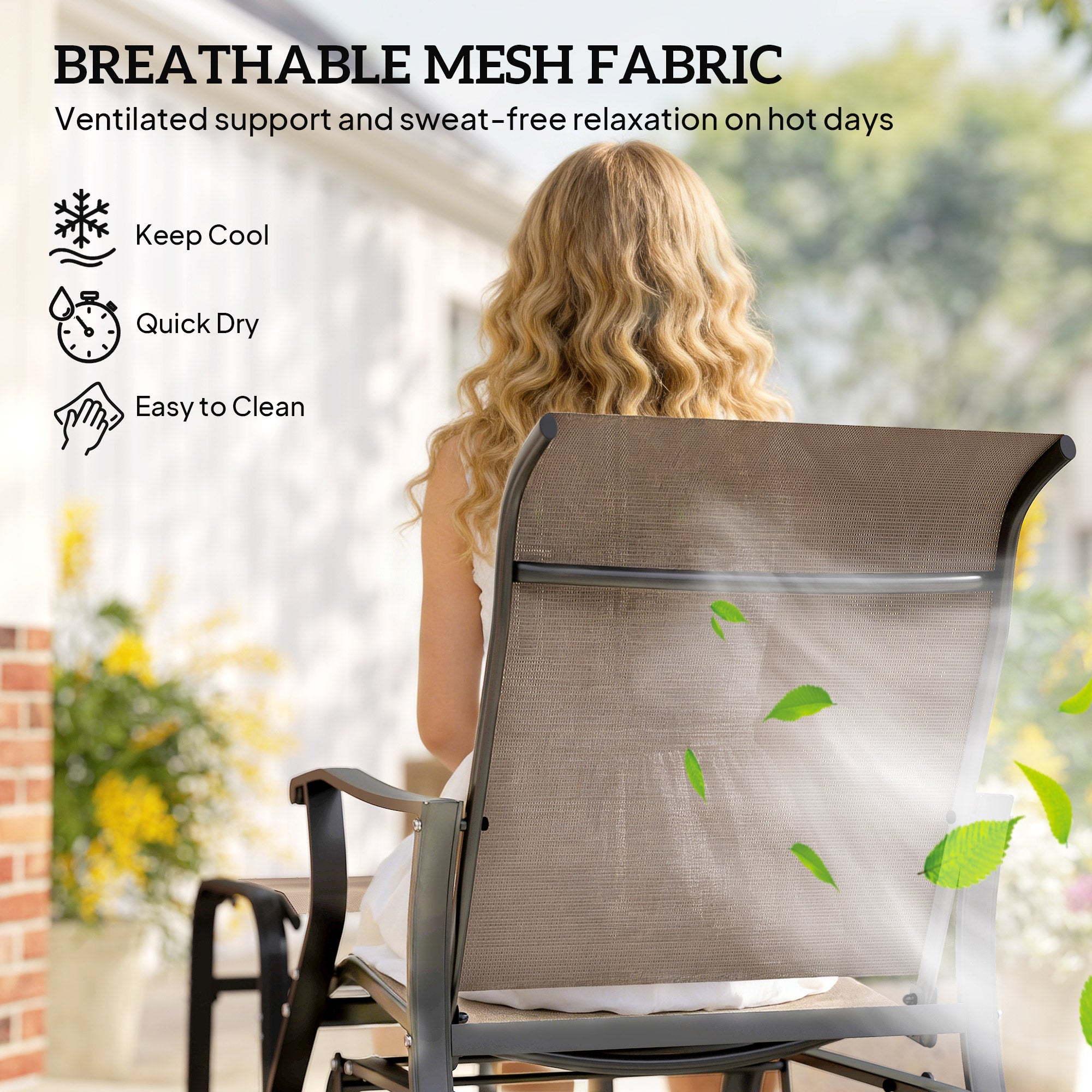 Outdoor Glider with Ottoman, Patio Glider Chair Set with High Back, Wide Seat for Porch, Garden, Backyard
