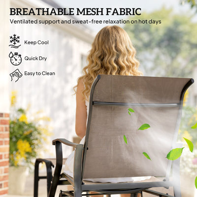 Outdoor Glider with Ottoman, Patio Glider Chair Set with High Back, Wide Seat for Porch, Garden, Backyard