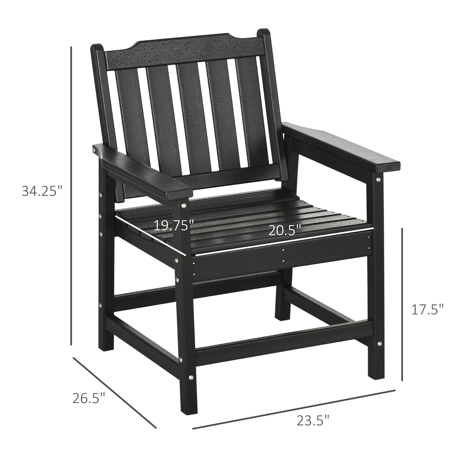 2 Piece All-Weather Patio Chairs, HDPE Patio Dining Chair Set, Heavy Duty Wood-Like Outdoor Furniture