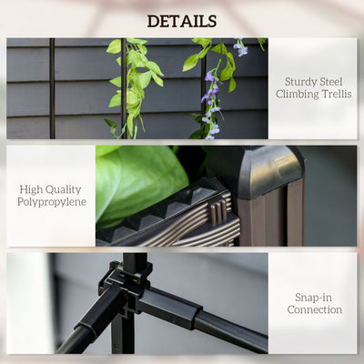 6' Raised Garden Bed Planter with Trellis, Self-Watering Disk, Drainage Holes & Steel Frame for Climbing Plants