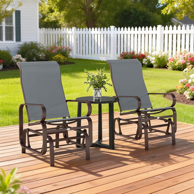 Gliding Lounger Chair Set of 2, Single Rockers with Lightweight Metal & Mesh Construction